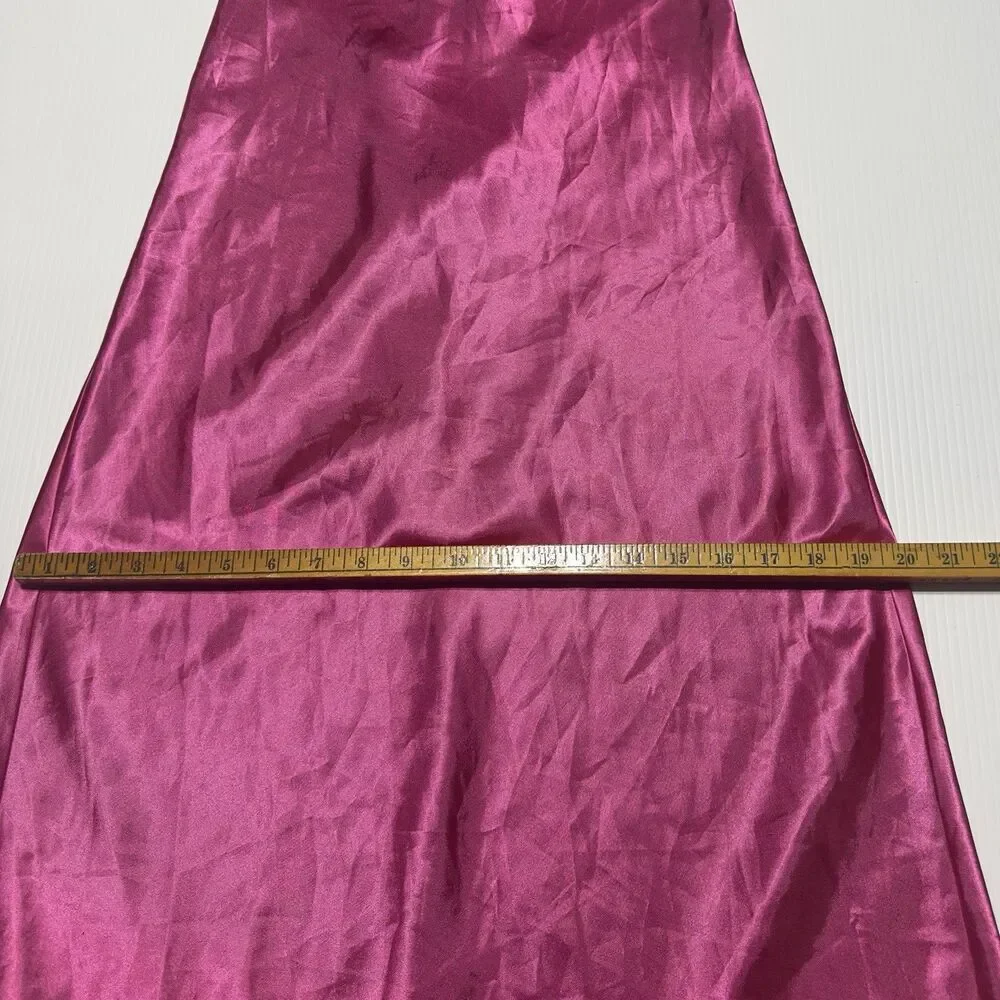 Fredericks of Hollywood Vintage Y2K Pink Satin Maxi Negligee Slip Dress Size M
